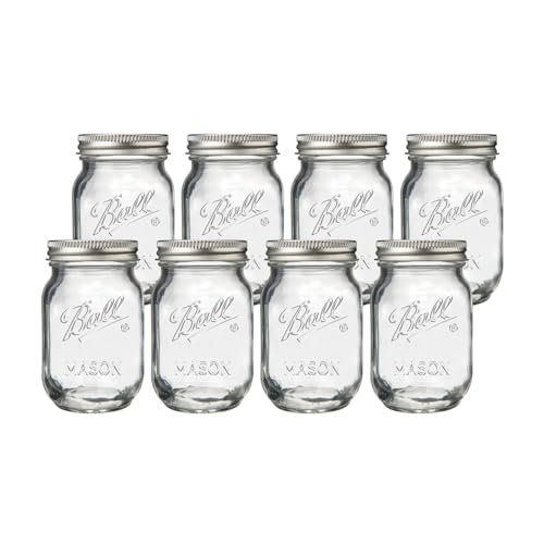 Ball Regular Mouth Pint 16oz. Glass Mason Jar with Lids and Bands, 8 Count - size: 16oz (8-Pack)