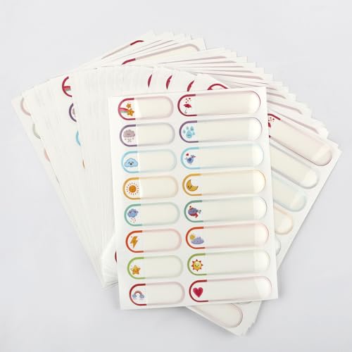 480 Pcs Labels for Kids Stuff Daycare, Waterproof Baby Name Label, Washable Bottle Labels, Reusable Self-Adhesive Tag Stickers for School Essentials, Self-Laminating Write-on (Weather) - style: Weather