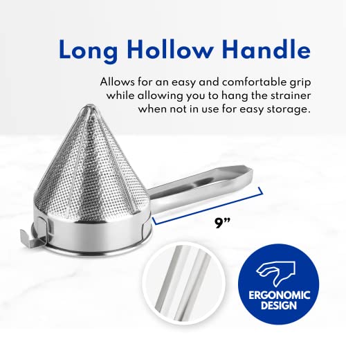 New Star Foodservice 34257 18/8 Stainless Steel China Cap Strainer, 8-Inch, Fine Mesh