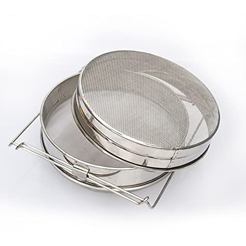 Stainless Steel Honey Strainer Double Sieve Debris Extractor Mesh Filter Beekeeping Equipment Tools, Fine/Coarse Mesh Filters Out Bee Pollen, Impurities