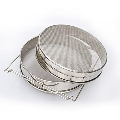 Stainless Steel Honey Strainer Double Sieve Debris Extractor Mesh Filter Beekeeping Equipment Tools, Fine/Coarse Mesh Filters Out Bee Pollen, Impurities