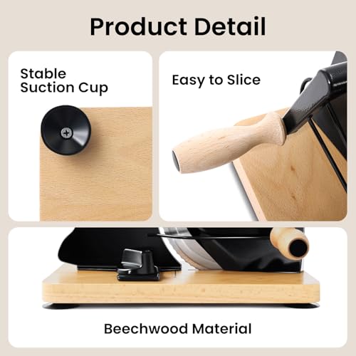 Manual Bread Slicer for Homemade Bread, Bread Cutter for Adjustable and Even Slices, Classic Hand Crank Sourdough Slicer with Scale Line & Powerful Suction Cup, Sharp Stainless Steel Blade (Black) - color: Black