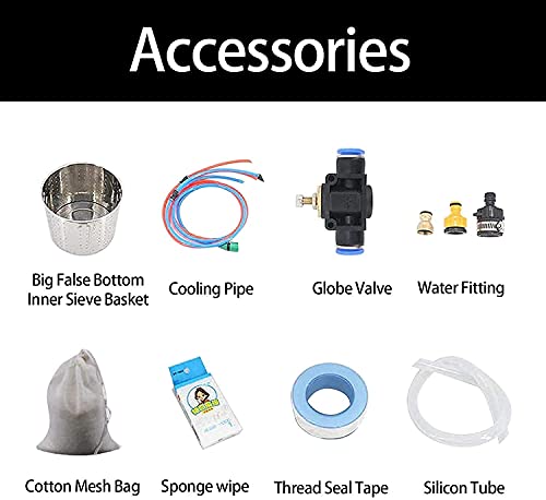 YUEWO 110V Electric 304 Stainless Steel Alcohol Distiller Flute Reflux Column Still with Sight Glasses Wine Making Kit for DIY Whisky Wine Brandy Gin - size: 65Liters/17Gal
