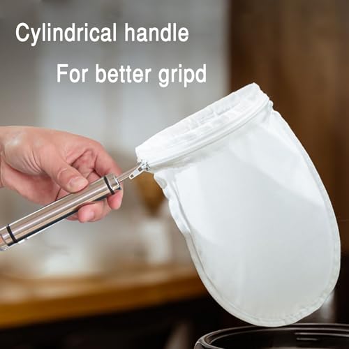 FATCAT Fine Mesh Cheese Cloth, Fine Mesh Strainer Bags, Nut Milk Bag with Stainless Steel Handle, Cheesecloth for Straining, Turkey, Cooking, Cheese, NutMilk, Juices, L - color: Handle*1+Strainer Bag*3, size: L