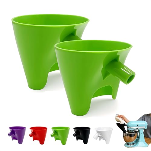 Flour Funnel for KitchenAid Mixer - Compatible with 5 Qt & 4.5 Qt Bowl-Lift Models | Dishwasher Safe, Anti-Splash Design for Mess-Free Baking | Includes 2-Piece Set (Green) - color: Green