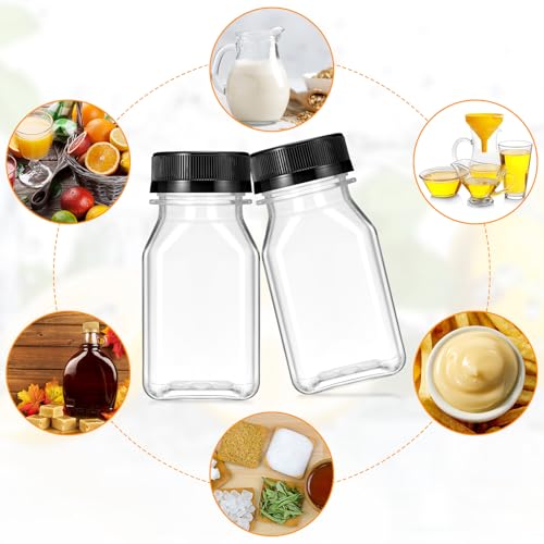 Gerrii 75 Pcs 4 oz Plastic Juice Bottles with Lid Small Reusable Clear Bottles with Caps Containers Bulk, Freezer Safe, Leakproof for Milk Smoothies Drinking Fridge (Black) - color: Black