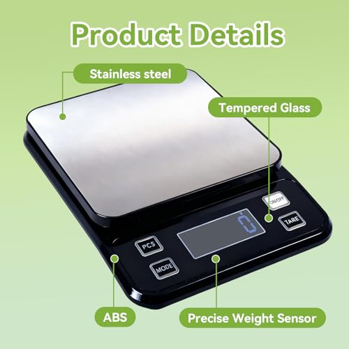 IP67 Waterproof Digital Kitchen Scale, 5kg/11lb Capacity with 0.1g Precision, Kitchen Scales for Food,USB Rechargeable Battery & 5 Units Conversion for Cooking, Baking - Food Scale - size: 0.1g/5kg Rechargeable