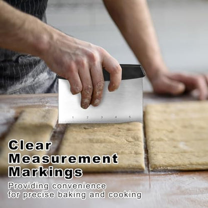 Bench Scraper,Dough Scraper,Premium Stainless Steel Dough Cutter with Measuring Scale,Multi- Purpose Food Scraper for Pastry,Cake,Pizza,Bread,Cooking - style: Bench Scraper