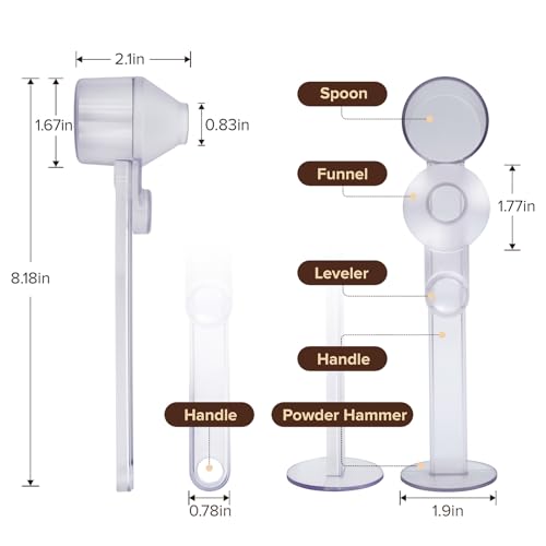 2Pcs Coffee Scoop Funnel 2Tbsp 51mm Espresso Tamper Kit, BPA-Free PCTG Dishwasher Safe, Fits K-Cup Reusable Pods/Espresso Machine, Coffee/Protein/Powder, Upgraded Combo Transparent, 2 Models A&B - color: Transparent