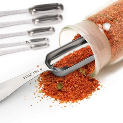 FANGSUN Narrow Measuring Spoons Set of 10, Heavy-Duty Stainless Steel Measuring Spoons with Long Handles & Engraved Measurements, Fits in Spice Jars, for Baking & Cooking - style: Spoons - Set of 10