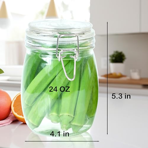 Glass Jar With Airtight Lid 24 OZ 2 Pack Airtight Food Storage Containers Leakproof Wide Mouth Canister For Coffee Beans, Sugar, Canning, Candy, Cereal, Pickle, Cookies, Dried Fruits - size: 24 OZ 2 Pack