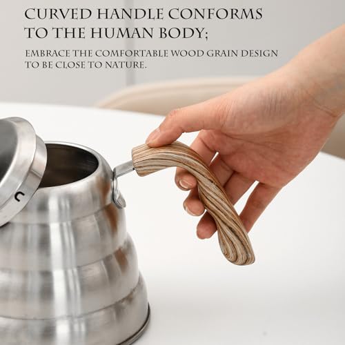 304 Stainless Steel Pouring Over Coffee Kettles with Thermometers and Wood Handle for Temperature Control Rustless Swanneck Coffeepot