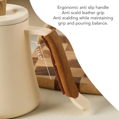Pssopp Gooseneck Coffee Kettle Stainless Steel Pour Over Kettle 20 Oz with Built in Thermometer Ergonomic Handle for Home Brewing and Outdoor Camping