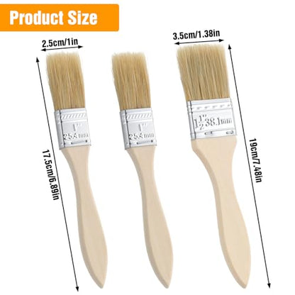TIESOME 3 Pcs Natural Bristle Pastry Brush, Basting Brush for Baking, Cooking & Grilling, Wood Handle Sauce Brushes for Oil, Butter, Marinade (Wood, 6.89-7.48 Inch)