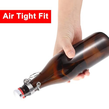FERRODAY 12PCS Swing Top Glass Bottle Caps Flip Top Bottle Cap Beer Bottle Airtight Lids with 12Pcs Replacement Silicone Gaskets, 18mm Leakproof Easy Swing Top Stopper Fits 8/17.5/26/35oz Beer Bottle - size: 12 count in 1 package