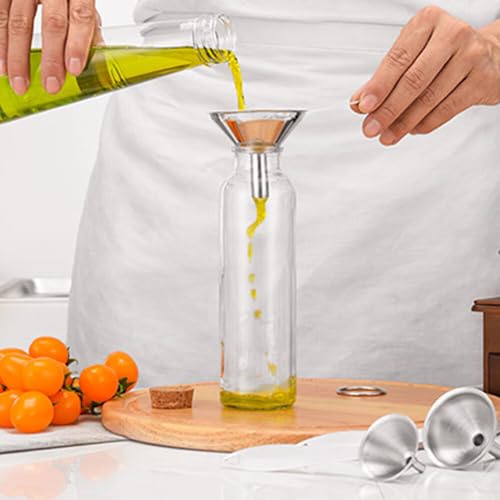 Small Funnels for Filling Bottles-3Pcs Stainless Steel Kitchen Funnel Set,Mini Long Handle Metal Funnels Food Grade Mini Metal Funnel for Powder Oil Fluid Spice