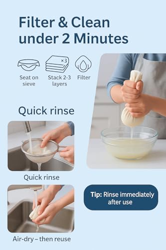 6 Pcs Cheesecloth for Straining 20x20 Inch – Reusable Grade 100 Muslin Cloth, Ultra-Fine 56x42 Weave, 100% Unbleached Cotton with Hemmed Edges, Cheese Cloth Strainer for Yogurt, Nut Milk & Baking - size: 6 PCS - 20x20 Inch