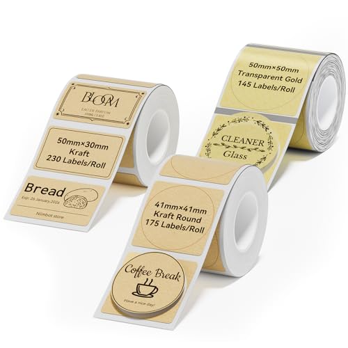 NIIMBOT Thermal Label Tape 3 Rolls, Compatible with B1/B2/B21/B31 Label Maker, Multi-Size Pack (50x50mm, 41x41mm, 50x30mm) for Baking, Cosmetics, Jars, Gifts, Logos & File Organization Stickers - color: 50x50mm/41x41mm/50x30mm-mix E