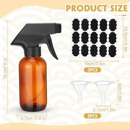 Fumete 20 Pcs 4 oz Glass Spray Bottles Empty Refillable Sprayer Containers with Funnels Labels Black Trigger Sprayers Spray Bottles for Essential Oil DIY Kitchen Hair Plants(Amber) - color: Amber