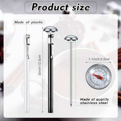 Xuhal 6 Pcs Stainless Steel Kitchen Thermometer with 5 Inch Long Stem 1 Inch Dial Thermometer Milk Frothing Food for Oven Probe Meat Grill BBQ Cooking Chocolate Water(Black, Red, White) - color: Black, Red, White