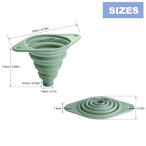 Kitchen Funnel Set 3 Pack, Collapsible Silicone Funnel for Kitchen Use Filling Bottles Liquid Food Transfer