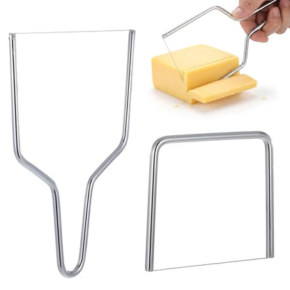 TIESOME 2 PCS Cheese Slicer with Wire Cheese Cutter, Y Type & U Type Sturdy Stainless Steel Cheese Slicer Kit for Block Cheese and Butter Slicer Tool