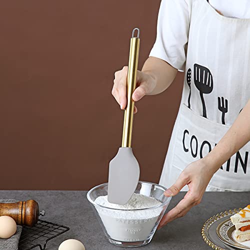 Gold Spatulas, Berglander Non-stick Silicone Flexible Scrapers Baking Mixing Tool With Titanium Gold Plating Handle, Baking Tools, Heat Resistant, Dishwasher Safe, Easy to Clean - style: m. Flexible Scraper