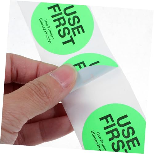 1 Roll Light Green Permanent Adhesive Food Inventory Control Labels Accurate Food Labeling Stickers for Restaurant Canning Use for Refrigerator Safety Management