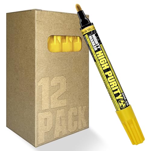 High Purity MM-08 Dual Tip Marker, 13ml Lab-Tested Paint, Dual Cone/Chisel Tip, Low Corrosive, Low Halogen & Chloride, Certificate & Lab Analysis Included, Made in USA - Yellow 12 Pack - color: Yellow