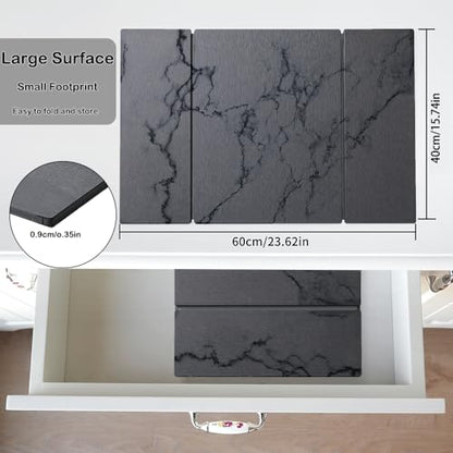 Large Stone Dish Drying Mat for Kitchen Counter,Collapsable Stone Dish Drying Mat with Diatomaceous Earth for Quick Drying-Ultra Absorbent-Eco-Friendly,Foldable -23.6"×15.7" Dark Gray Marble Pattern - color: L22-Dark Grey