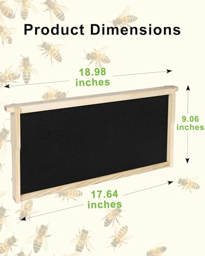 vensovo 10 Pack Bee Frames Deep - Bee Hive Frames and Wax Foundations Black Beehive Frams - color: Black