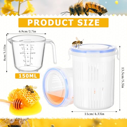 Qualirey Varroa Mite Detection Jar and Measuring Cup Leak Proof Varroa Easy Check for Helping Beekeepers Easily Count and Monitor - size: Small