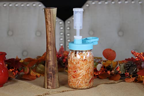 Brewing America Acacia Wood Vegetable Fermentation Tamper - Cabbage Sauerkraut Pounder - Fermenting Food Tool Packer Stomper 12 inches for Mason Jars