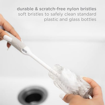 Ubbi Deluxe 2-in-1 Baby Bottle Cleaning Brush Set, Gray | Includes Nipple Brush with Suction Cup, Standing Bottle Brush, Dishwasher Safe, Baby Registry Essential - color: Gray Deluxe Bottle Brush