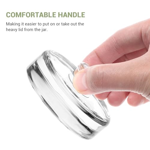 Glass Fermenting Weight for Wide Mouth Mason Jar, Safe Premium Glass Lid Handle, Silver
