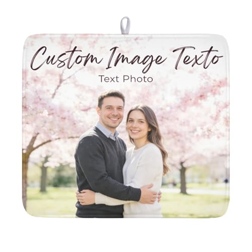 Custom Personalized Dish Drying Mat for Kitchen Counter,Customized Drying Mats with Picture Text Image 16 x 18 Inch with High Absorbent Microfiber Drainer Mat for Coffee Bar - color: Custom, size: 16" x 18"