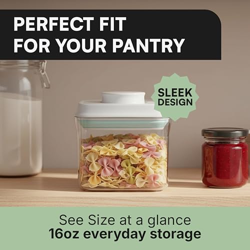 Bop Top Airtight Food Storage Containers with Lid 2 Cups / 16 oz | Kitchen Canister Sets | Air Tight Pantry Container | Pop Top Dry Food Storage Containers for Snacks, Sugar, Flour, Baking, Pasta - color: 16 oz