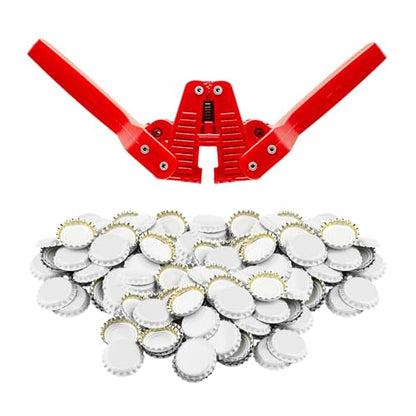 Fermentaholics Beer Bottle Capper & Lid Set – Double Wing Manual Capping Tool with 144 Crown Caps – Fits Standard 12 oz & Homebrew Beer Bottles (Capper & Lid Set -144 White Crown Caps) - size: Capper & Lid Set -144 White Crown Caps