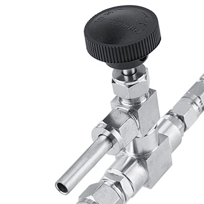 Counter Pressure Beer Bottle Filler, 304 Stainless Steel Home Brew CO2 Kit with 60psi Gauge, 1/4 & 5/16 Barbs, 3ft Hose (Handheld Bottling Wand)