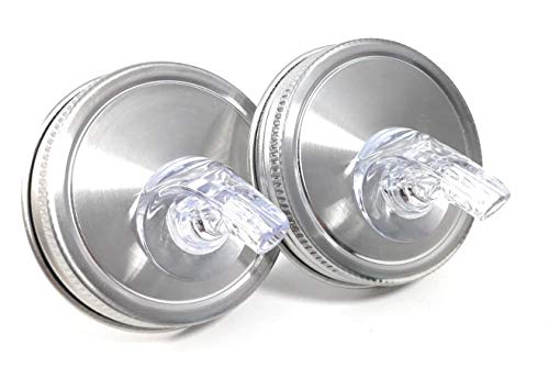 Mason Jar Pour Spouts Stainless Wide Mouth - For Moonshine And Whiskey - Made 100% In The USA. Free Flow Mason Jar Spouts That Don't Leak - No Cracks, Just A Perfect Cocktail Pour Everytime. 2 Pack - size: Stainless Wide Mouth