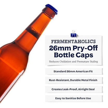 Fermentaholics Beer Bottle Capper & Lid Set – Double Wing Manual Capping Tool with 144 Crown Caps – Fits Standard 12 oz & Homebrew Beer Bottles (Capper & Lid Set -144 Blue Crown Caps) - size: Capper & Lid Set -144 Blue Crown Caps