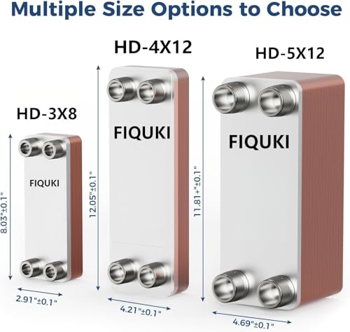 3"x8" 30 Plates SS316L/Copper Brazed Plate Heat Exchanger with 3/4" MPT Port - Water to Water for Water Heating, Floor Heating, Snow Melting, Industrial & Commercial Refrigeration(FHC014-30)
