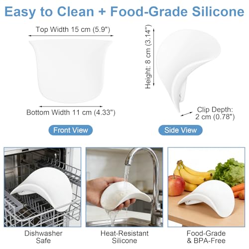 Flour Funnel for KitchenAid Stand Mixers, Clip-On Food-Grade Silicone Pouring Chute for Mixer Bowls, Anti-Splash No-Mess Baking Tool, Dishwasher-Safe KitchenAid Accessory & Attachment (White) - color: White