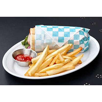 G.E.T. Grease-Resistant Food Basket Liners, Blue Checker, 12" x 12" (1000 Sheets) - color: White with Blue Ink, size: 12" x 12", style: 1000 Sheets