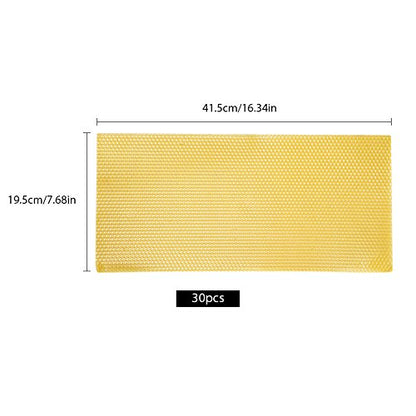 30Pcs Beekeeping Nest Foundation Beeswax Paper Sheets, Natural Honeycomb Wax Foundation for Bee Frames, Beekeeper Equipment, Golden Yellow Sweet Scent New