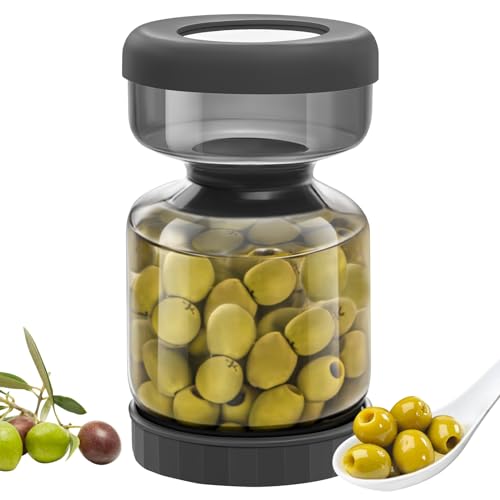 WhiteRhino Pickle Jar with Strainer Flip,34oz Pickle Container with Double Leak Proof ,Glass Pickle Juice Separator Jar Flip Pickle and Olive Hourglass Jar Pickle Flip Jar for Capers,Jalapeno,Gherkins - color: 34oz Smoky Grey Pickle jar