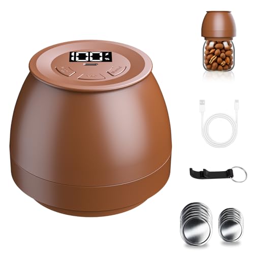 Mason Jar Vacuum Sealer for Regular and Wide Mouth Jars, Brown - color: Brown