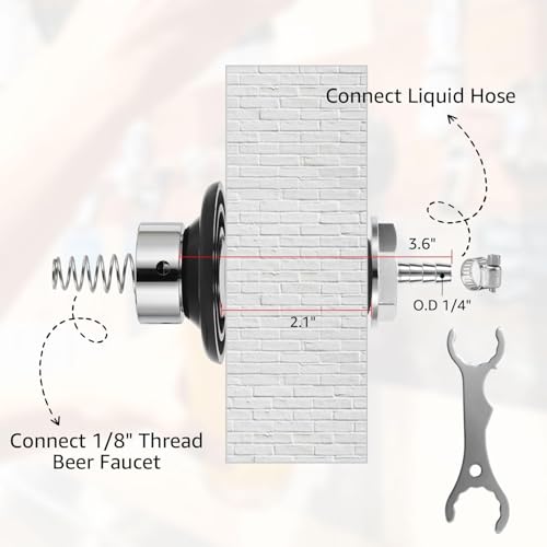 MRbrew 3" Beer Faucet Shank, Stainless Steel Beer Tap Shank with 1/4'' Barb fit Refrigerator/Freezer Walls Cabinet Surfaces Kegerator Beer Towers Jockey Box Panels Homebrew & Bar Draft Beer Dispenser - size: 3" Shank
