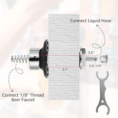 MRbrew 3" Beer Faucet Shank, Stainless Steel Beer Tap Shank with 1/4'' Barb fit Refrigerator/Freezer Walls Cabinet Surfaces Kegerator Beer Towers Jockey Box Panels Homebrew & Bar Draft Beer Dispenser - size: 3" Shank