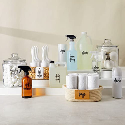 Talented Kitchen Laundry Labels for Jars & Containers - 141 Count, White Vinyl, Modern Script - Laundry Room Organization & Kitchen Organization with Food Container Labels and Water-Resistant Adhesive - color: White